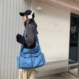 Retro Denim Handbag Large Capacity Crossbody Bag for Women