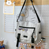 Japanese Harajuku Canvas Women Messenger Bag Solid Casual Shoulder Crossbody Bag