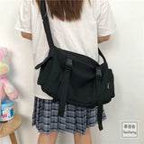 Japanese Harajuku Women Canvas Messenger Bag Crossbody Bags Large Capacity