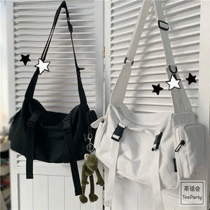 Japanese Harajuku Messenger Bag Canvas Crossbody Large Capacity Handbag