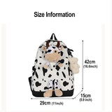Japanese Harajuku Women Backpack Preppy Cartoon Cow Pattern Student Schoolbag