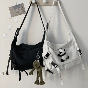 Japanese Harajuku Cross Canvas Bag Women Shoulder Handbag