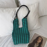 Japanese Knitted Plaid Stripe Shoulder Bag Strap Single Woven Casual Totes Handb