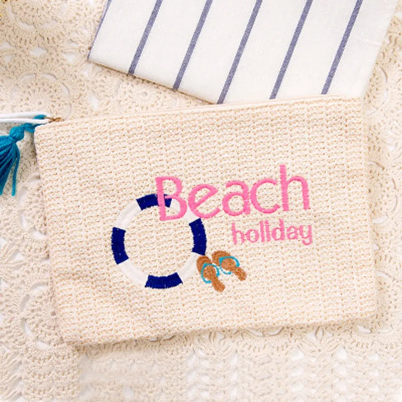 Japanese-Korean Clutch Bag Straw Handbag for Women