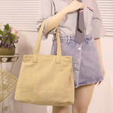 Japanese Canvas One-shoulder Tote Bag for Shopping and Commuting