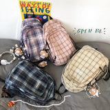 Japanese Lattice Vintage Girl Large-capacity Backpack