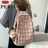 Japanese Lattice Vintage Girl Large-capacity Backpack