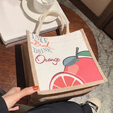 Japanese Linen Canvas Bag Small Fresh Handbag For Girls Portable Shopping Tote B