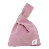 Japanese Mini Knot Wrist Bag Corduroy Women Top Handle Bag Purses Handbags