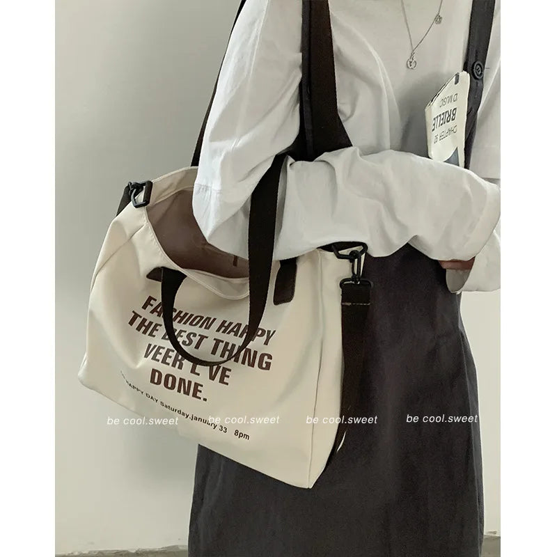 Japanese Multi-pocket Tote Bag Canvas Handbag Shoulder Crossbody