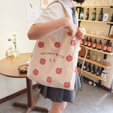 Japanese Peach Print Tote Bag Canvas Handbag