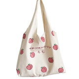 Japanese Peach Print Tote Bag Canvas Handbag
