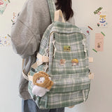 Japanese Plaid Backpack Large capacity Students schoolbag Campus Style Fashionab