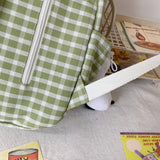 Japanese Plaid Backpack Large Capacity Students Schoolbag Campus Stripe Style