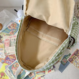 Japanese Plaid Backpack Large Capacity Students Schoolbag Campus Stripe Style