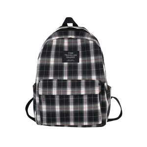 Japanese Plaid Backpack Women Large Capacity Students Schoolbag