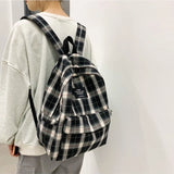 Japanese Plaid Backpack Women Large Capacity Students Schoolbag