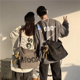 Japanese Retro Canvas Bag Messenger Bag Letter Print Vintage Shoulder Bag Satche
