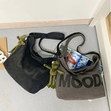 Japanese Retro Canvas Bag Messenger Bag Letter Print Vintage Shoulder Bag Satche