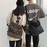 Japanese Retro Canvas Bag Messenger Bag Letter Print Vintage Shoulder Bag Satche