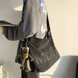 Japanese Retro Canvas Bag Messenger Bag Letter Print Vintage Shoulder Bag Satche