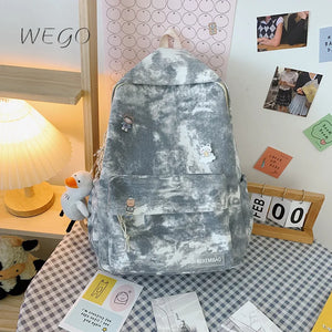 Japanese Retro Gradient Tie-dye Backpack Female High School College Bag