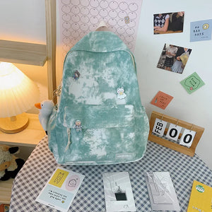 Japanese Retro Gradient Tie-dye Backpack Female High School College Bag