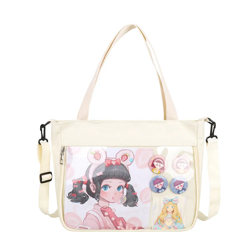 Japanese Itabag Girls Canvas Tote Shoulder Bag Crossbody Satchel