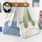 Japanese Student Shoulder Bag Contrast Patchwork Nylon Casual