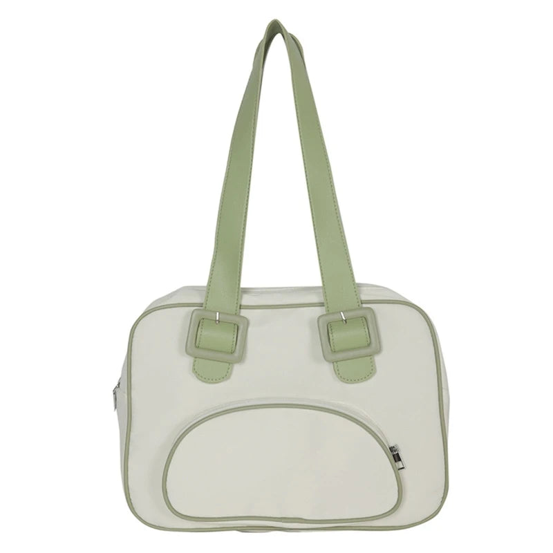 Japanese Student Shoulder Bag Contrast Patchwork Nylon Casual