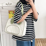 Japanese Student Shoulder Bag Contrast Patchwork Nylon Casual
