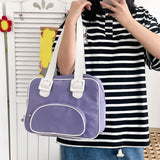 Japanese Student Shoulder Bag Contrast Patchwork Nylon Casual