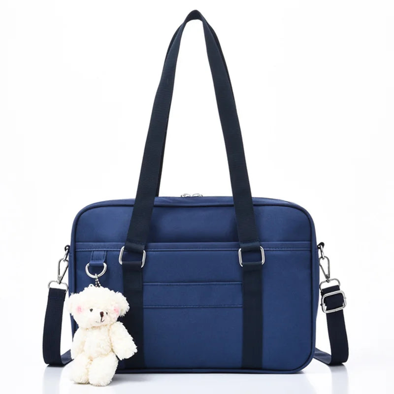 Japanese Style Bag School Girl One Shoulderbag Portable Solid Canvas Shopping