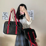 Japanese Style Bag School Girl One Shoulderbag Portable Solid Canvas Shopping