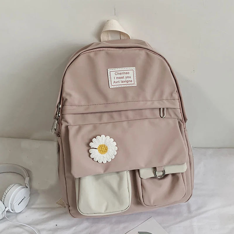 Japanese Style College Student Ladies Backpack Harajuku Flower School Bags