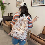 Japanese Funny Print Women Backpack Travel Shoulder Bag