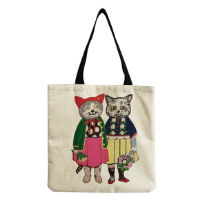 Cat Girl Print Handbag Shoulder Bag Outdoor Tote Foldable Shopping Bag