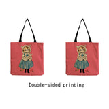 Cat Girl Print Handbag Shoulder Bag Outdoor Tote Foldable Shopping Bag