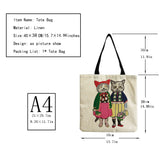 Cat Girl Print Handbag Shoulder Bag Outdoor Tote Foldable Shopping Bag