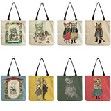 Cat Girl Print Handbag Shoulder Bag Outdoor Tote Foldable Shopping Bag