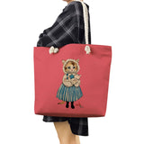 Japanese Style Cat Girl Print Handbag Women Thick Rope Bag