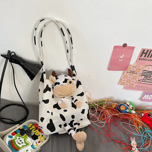 Japanese Style Ins Harajuku Cow Doll Women's Handbags Shoulder Bag