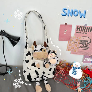 Japanese Style Ins Harajuku Cow Doll Women's Handbags Shoulder Bag