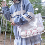 Japanese Style Transparent PU Drawstring Shoulder Bag IB061