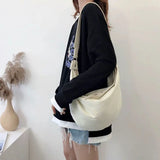 Japanese Style Canvas Shoulder Bag Women Hobo Cross Body Large Capacity Handbag