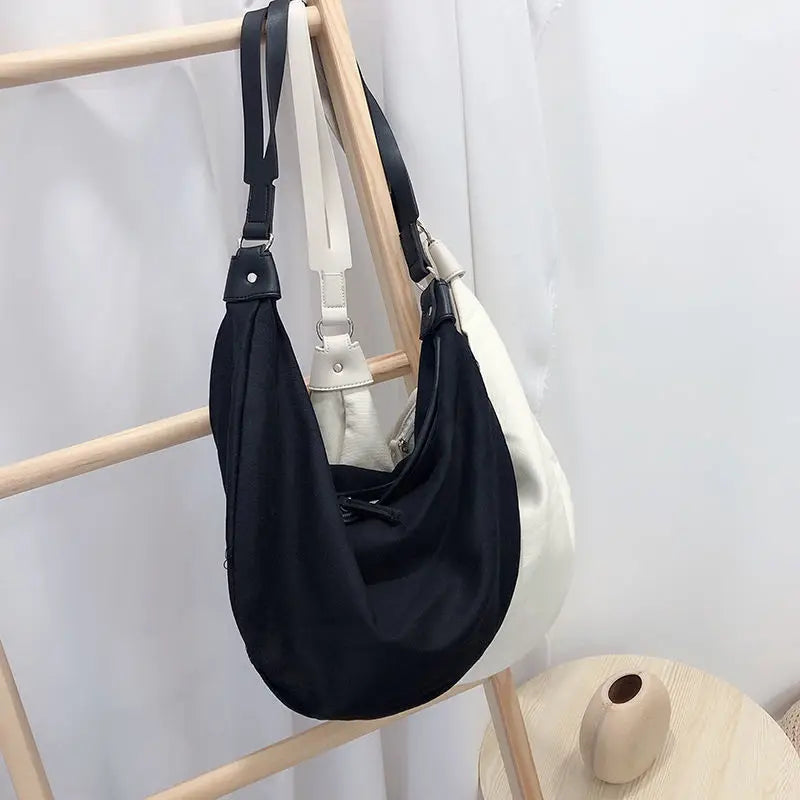 Japanese Style Canvas Shoulder Bag Women Hobo Cross Body Large Capacity Handbag