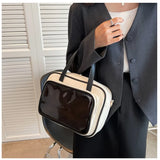 Japanese Style Tote Bag With Translucent Pocket Women Crossbody Shoulder Bag