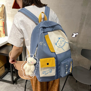 Japanese Style Women Backpack Large Capacity Waterproof Nylon Schoolbag