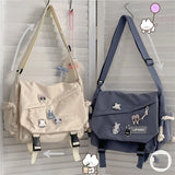 Japanese Style Crossbody Bag Nylon Waterproof Canvas Satchel