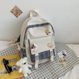 Japanese Style Plaid Girl Backpack for Junior High School